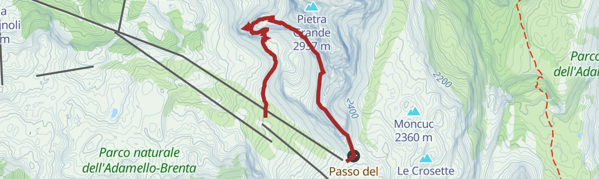 Route map: Via ferrata Gustavo & Natale Vidi, Brenta Dolomites